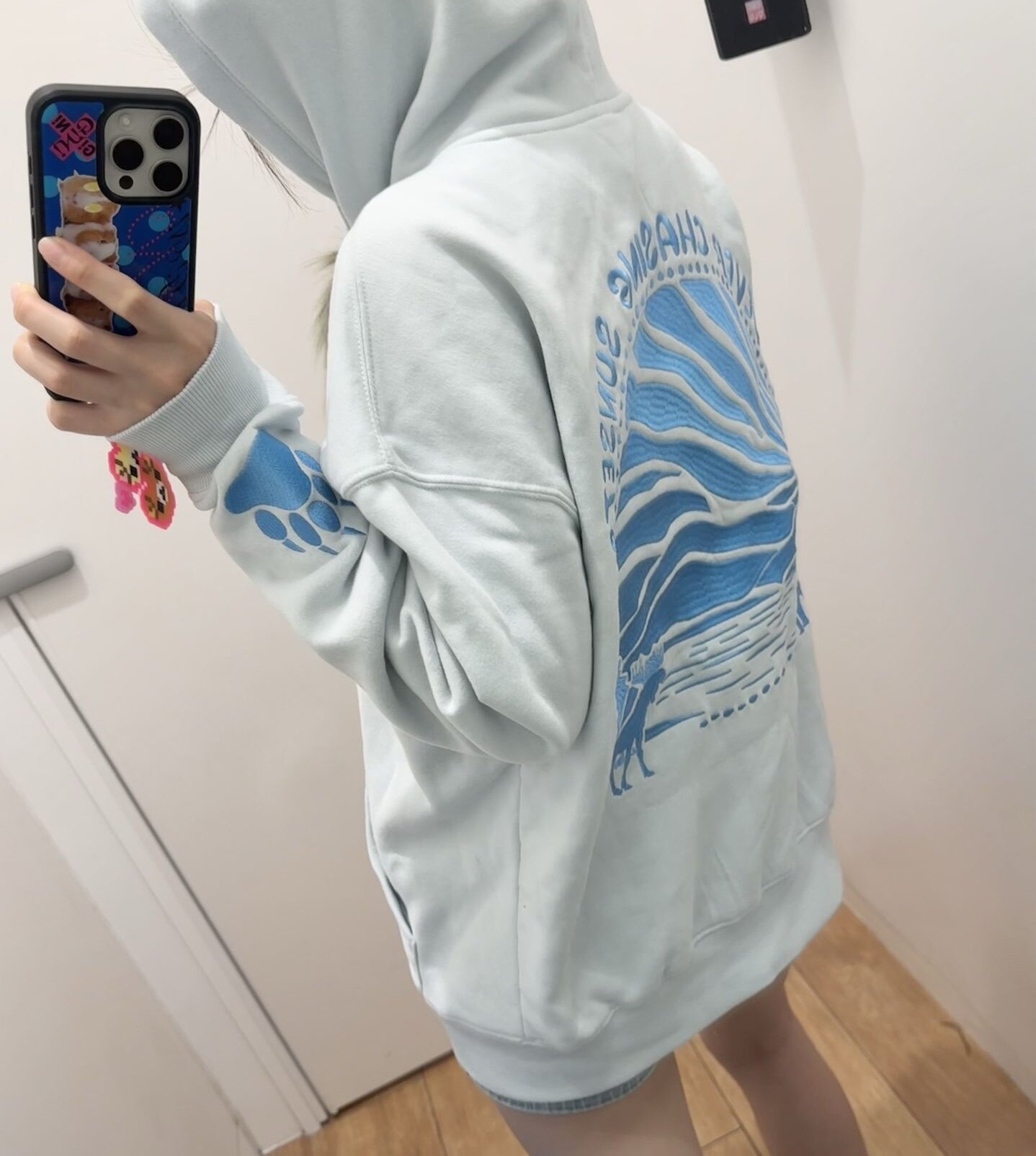 新款韩版宽松休闲百搭抽绳印花连帽卫衣女秋冬加绒加厚外套上衣