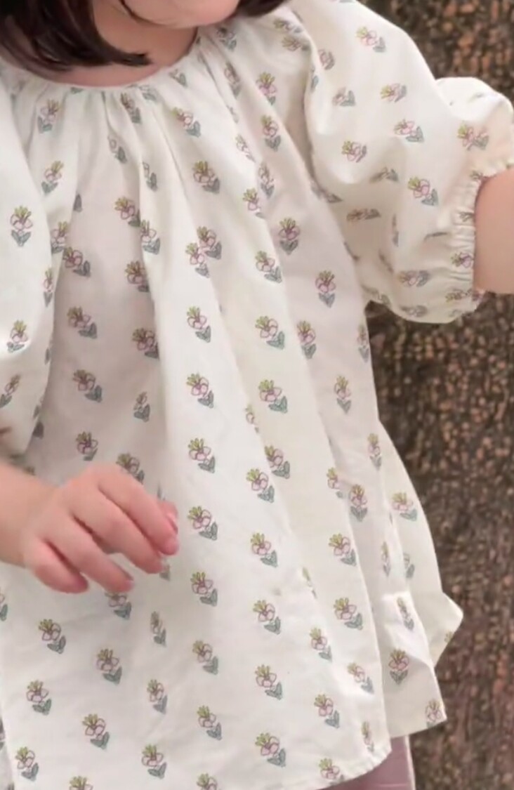 2025夏韩版女童宝宝百搭碎花娃娃衫儿童复古可爱短袖衬衫潮