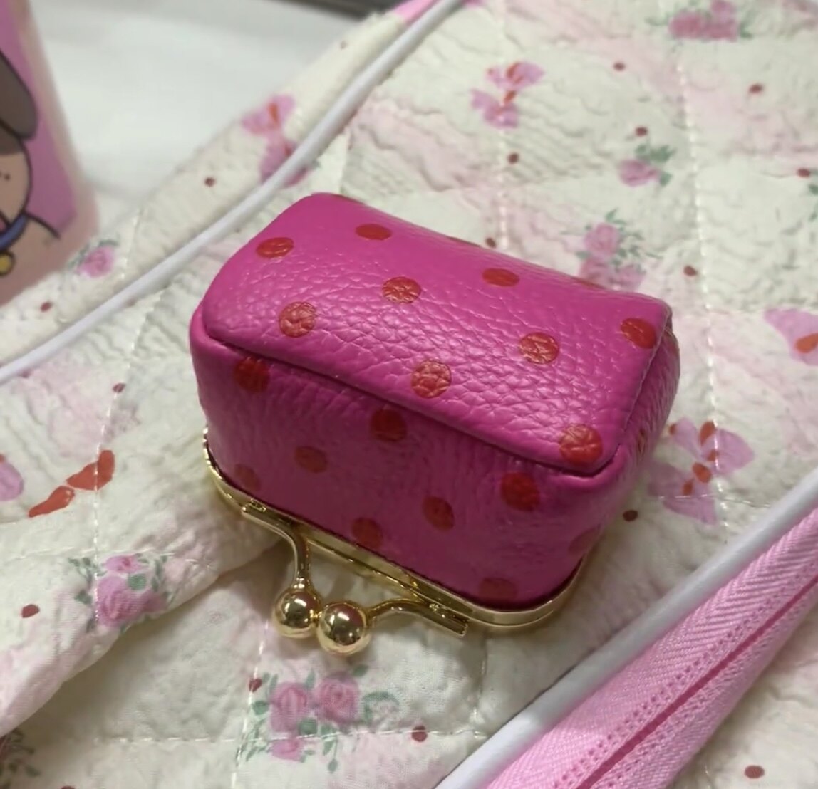 复古迷你波点口金包小巧戒指项链耳环饰品包便携首饰盒零钱包