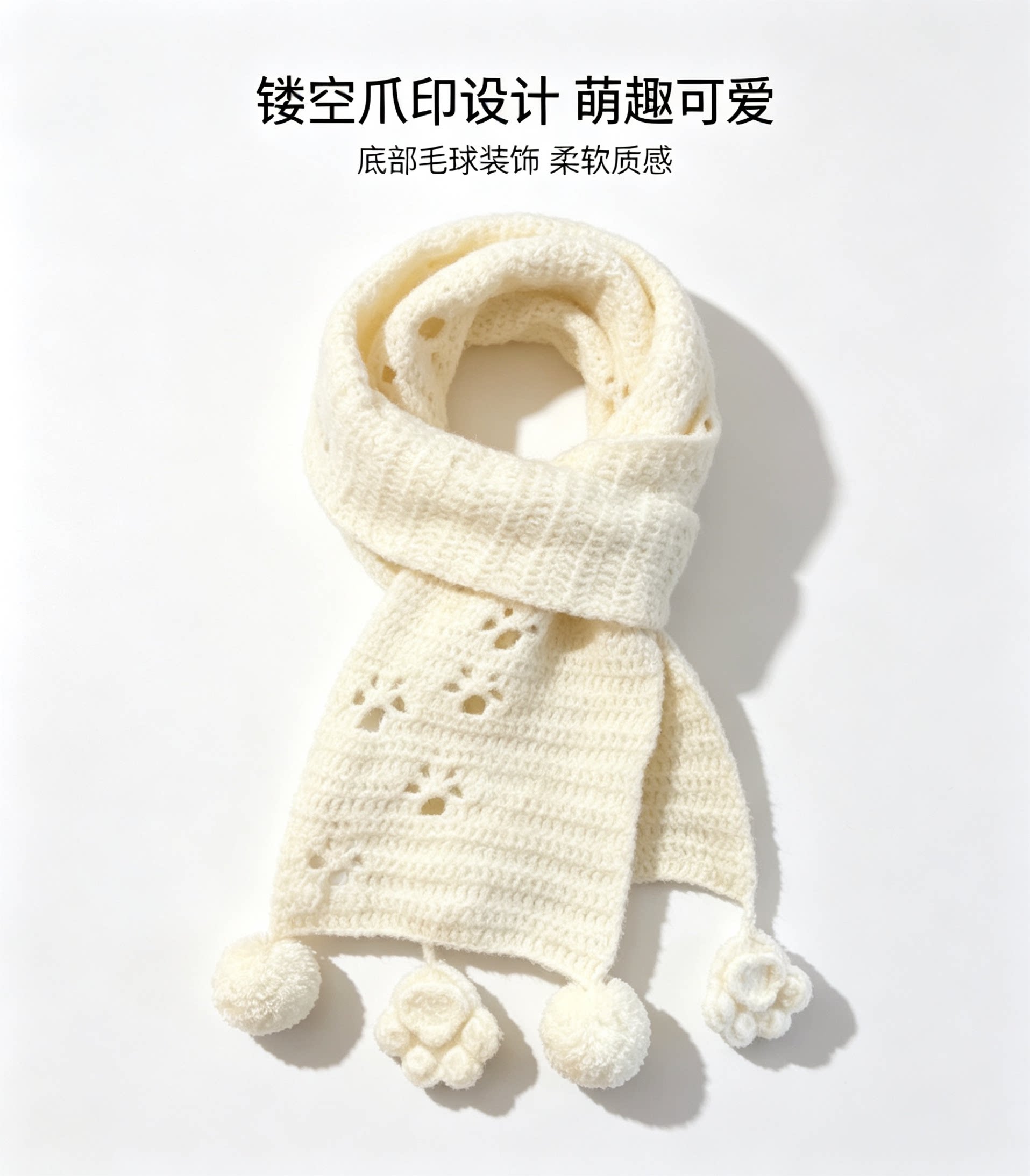 可爱踏雪棉花猫咪围巾手工编织diy材料云朵毛线绵绵女友闺蜜