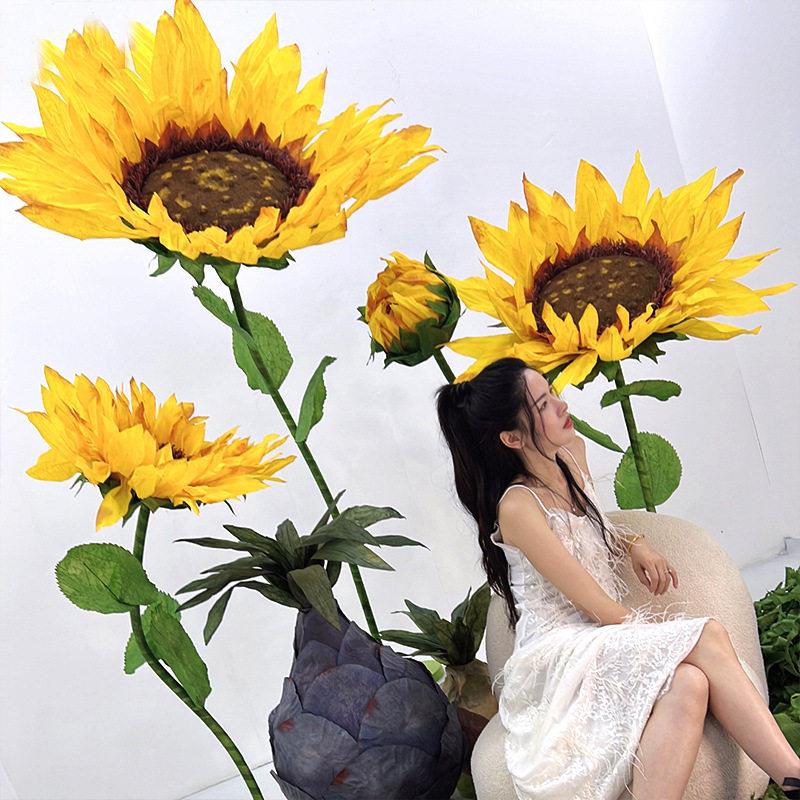 新款向日葵手工花摆件橱窗装饰手工婚庆纸花大巨型仿真花大型纸花