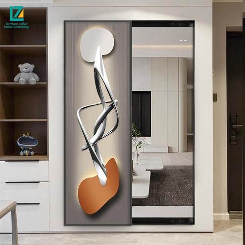 抽象几何隐藏滑动全身镜卧室隐形梳妆镜入口入口试衣镜装饰画