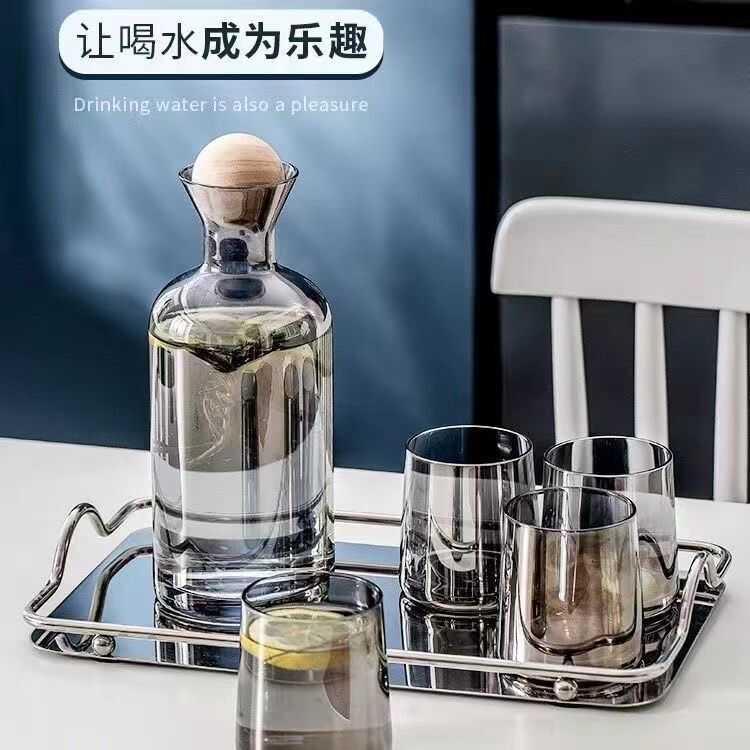 北欧轻奢玻璃冷水壶凉白开水水具杯子家用套装创意柠檬茶果汁扎壶