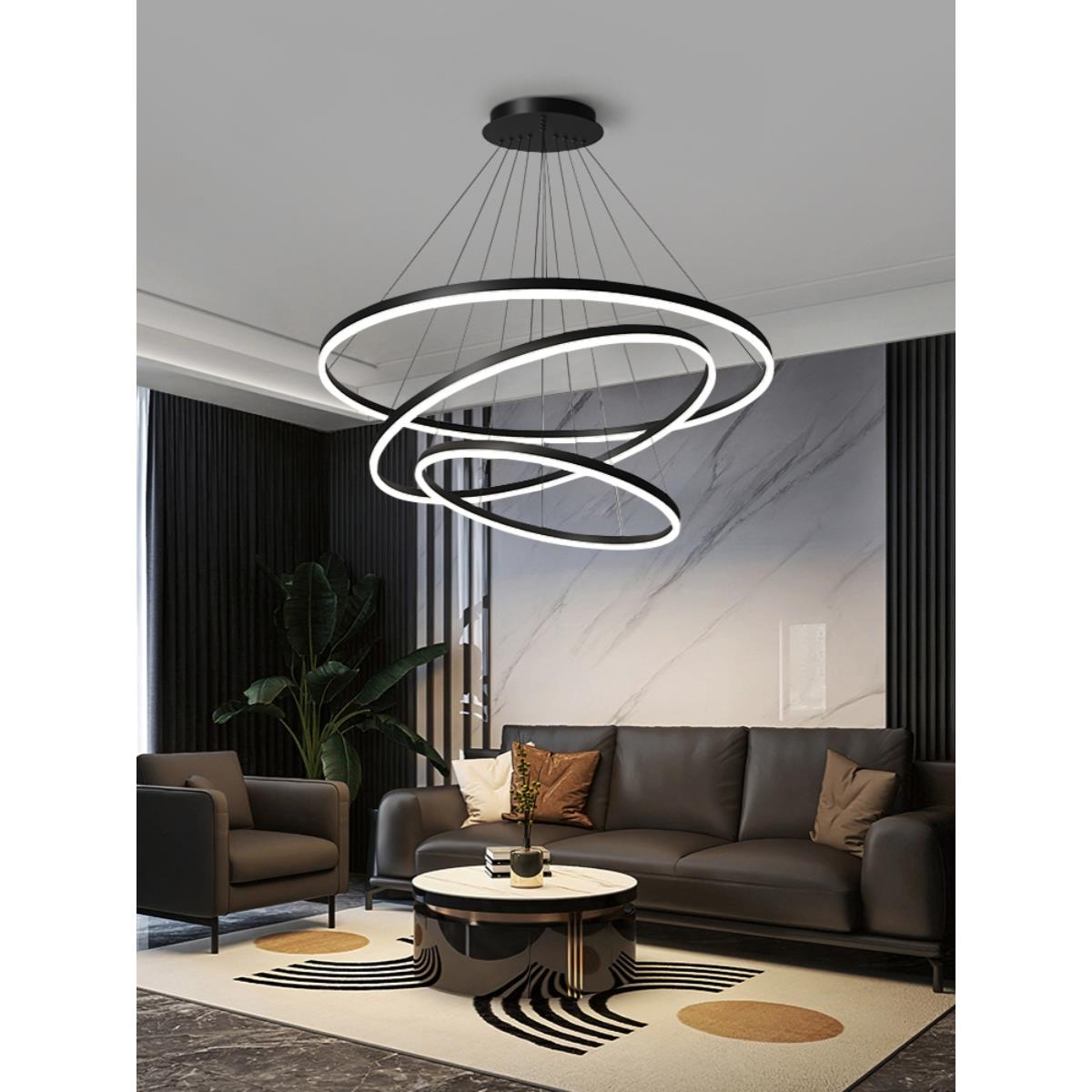 北欧客厅吊灯现代简约大气极简圆环形餐厅卧室主灯具全屋套餐组合