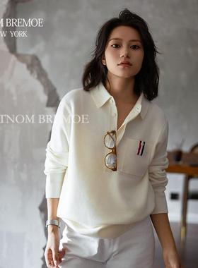 [TNOM BREMOE] 潮牌同款秋冬翻领针织衫中性毛衣慵懒高级感上衣