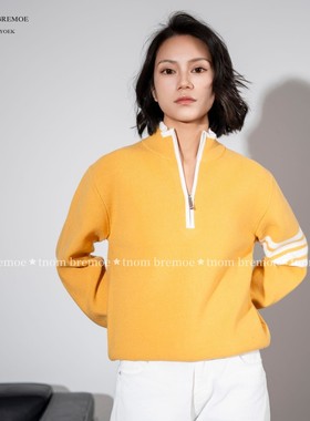 【TNOM BREMOE】冬季新款男女同款半拉链针织衫男士半高领毛衣