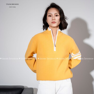 【TNOM BREMOE】冬季新款男女同款半拉链针织衫男士半高领毛衣