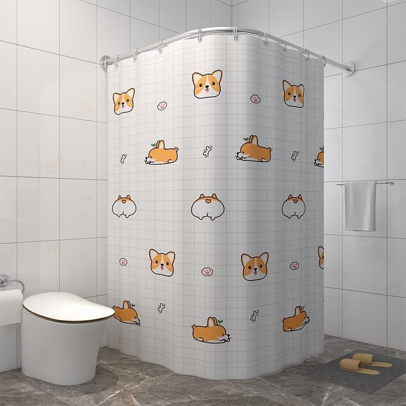 浴室浴帘防水布套l装洗澡卫生间窗帘弧形免打孔杆挂帘子门帘隔断