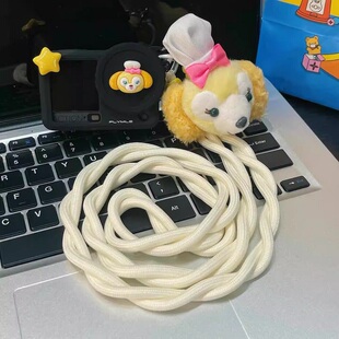 网红毛绒饼饼适用大疆action6/5pro/4/3运动相机保护套硅胶挂绳女