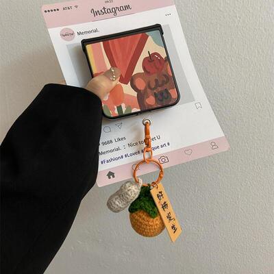 新年好柿花生挂件适用华为pocket2折叠屏手机壳小米mixflip个性三星zflip6创意OPPOFindN3Flip硬壳荣耀vivo女