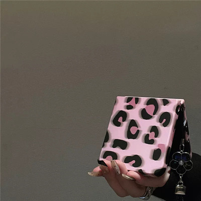 网红粉色豹纹适用华为pocket2折叠屏手机壳小米mixflip女款三星zflip6硬壳OPPOFindN3Flip山茶花手绳荣耀vivo