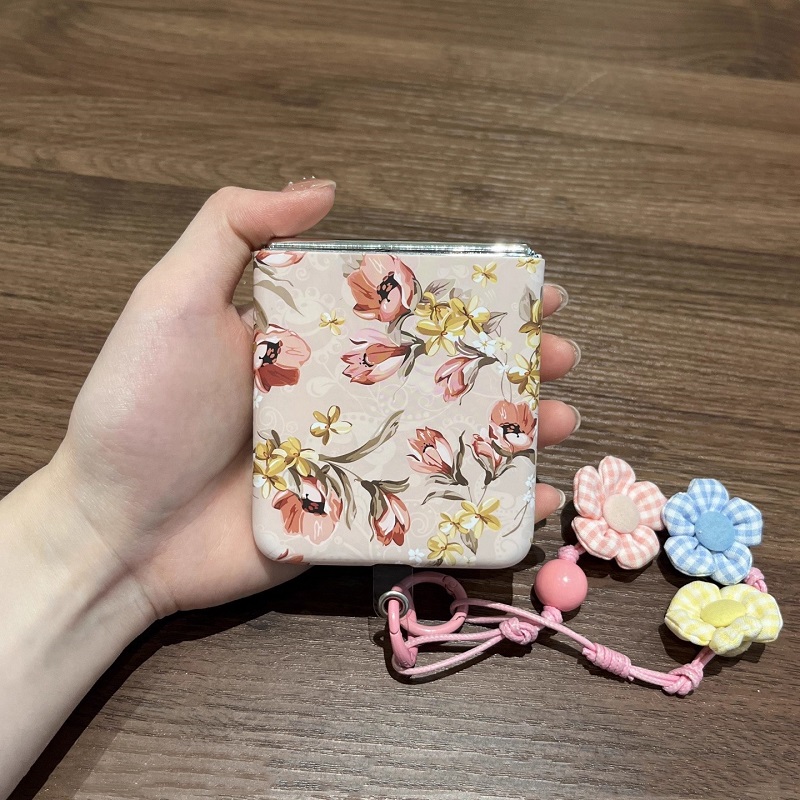 新款粉色花卉华为Pura x折叠屏手机壳Pocket2小米mixflip 2创意三星zflip7手绳OPPOFindN3Flip硬壳荣耀vivo女