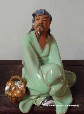 石湾陶艺陶艺圆明盆景假山桌面客厅酒柜茶几创意装饰历史文人诗人