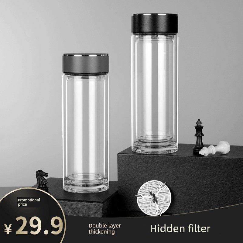 Abas双层高硼硅玻璃水杯男士绝缘耐高温茶水分离办公用茶杯,餐饮具,玻璃杯,淘宝优惠券,粉丝福利购,淘宝优惠卷