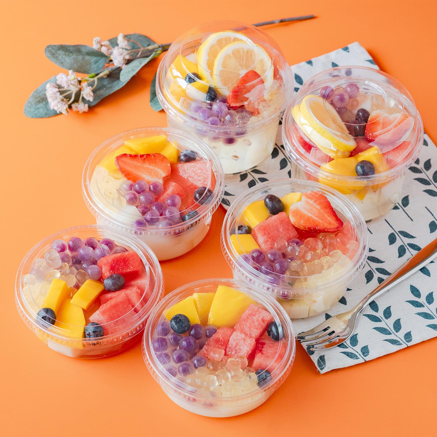 冰粉碗盒酸奶水果捞白凉粉盒摆摊外卖一次性甜品糖水果切盒打包盒