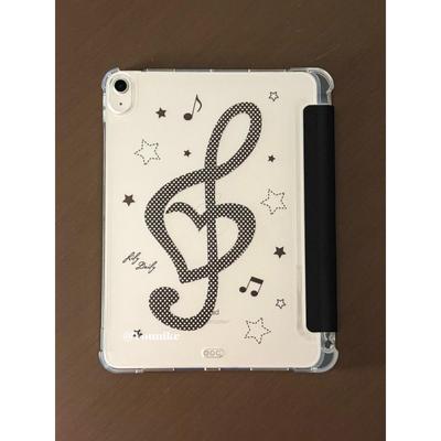 古早味！复古音符印花皮质软壳韩系适用ipad10代10.9寸/11寸air4/5/6/7平板保护套10.2寸带笔槽支架防摔壳套