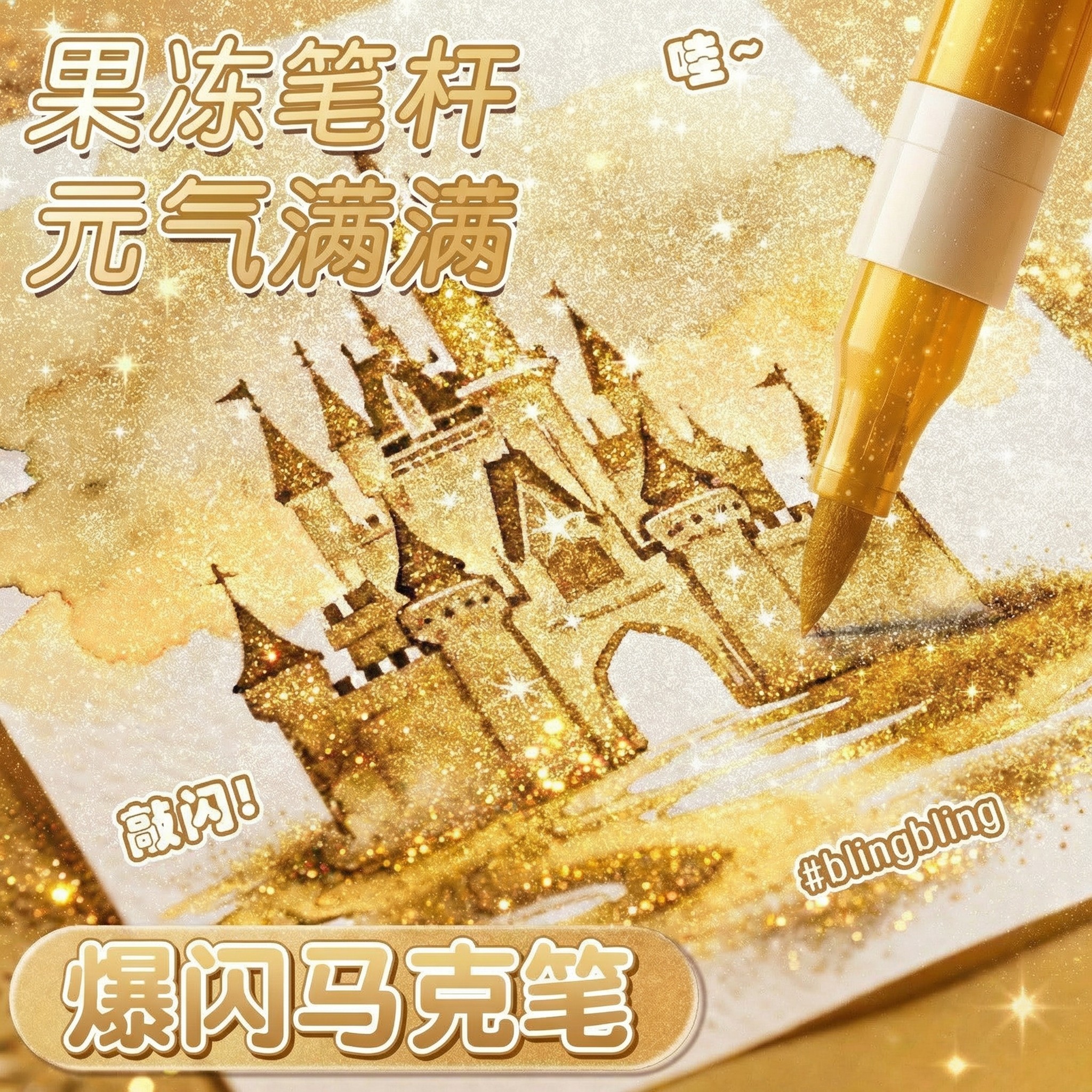 闪光丙烯马克笔软头小学生美术专用水性60色画画笔幼儿园儿童无毒