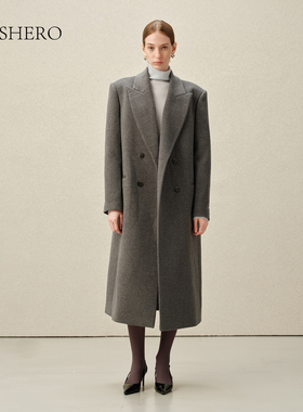 LE.SHERO【徐梦洁同款】原创设计羊毛手工大衣秋冬中长款毛呢外套