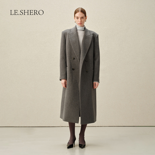 毛呢外套 原创设计羊毛手工大衣秋冬中长款 LE.SHERO 徐梦洁同款