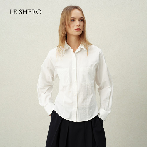 LE.SHERO高端匹马棉面料 通勤翻领长袖衬衫
