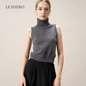 针织毛衣内搭 原创设计高领羊毛背心女无袖 LE.SHERO 胡杏儿同款