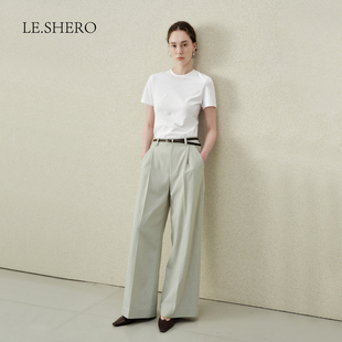 LE.SHERO原创设计基础百搭配腰带宽腿长裤 子 莱赛尔天丝直筒休闲裤