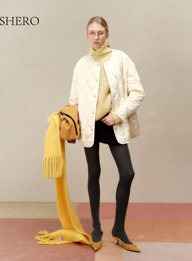 LE.SHERO【胶囊系列】原创设计简约圆领菱格排扣宽松鹅绒羽绒外套