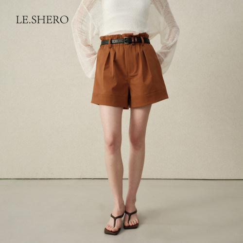 LE.SHERO天丝混纺松紧腰短裤