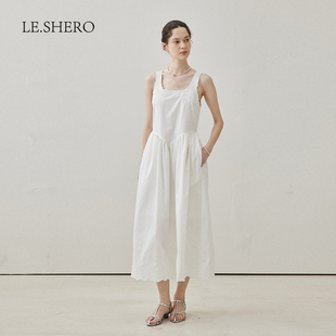 LE.SHERO原创设计简约纯色收腰显瘦吊带连衣裙女夏季 百搭裙子 新款