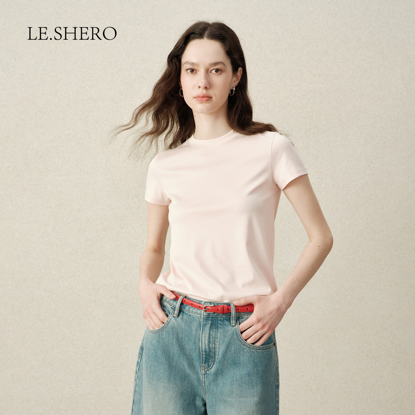 LE.SHERO高支荃棉绣花短袖T恤图片