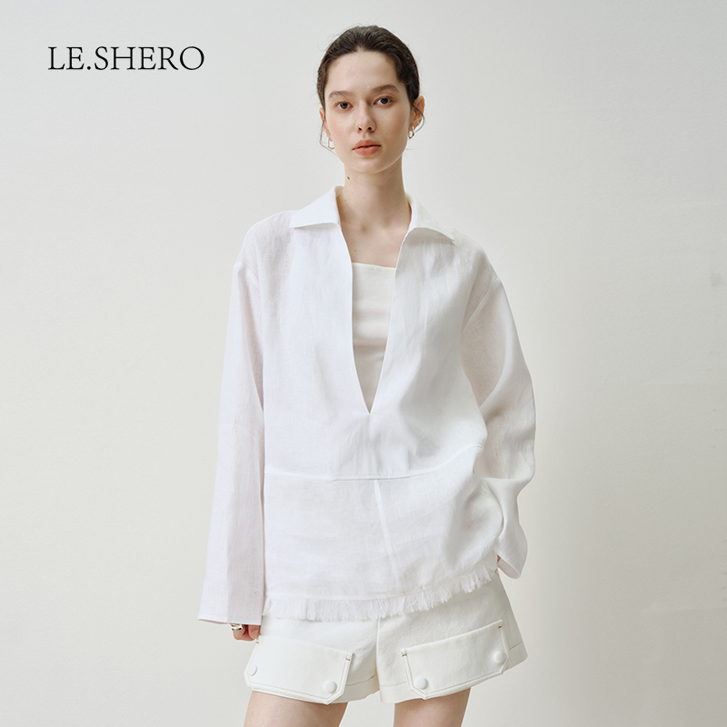 LESHERO轻奢白衬衫洋气长袖衬衣