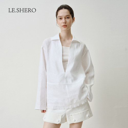 LESHERO轻奢白衬衫洋气长袖衬衣
