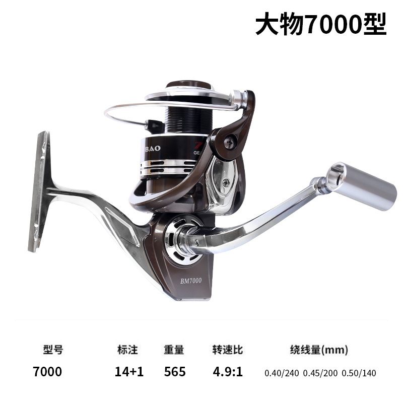 全金属纺车轮无间隙海竿锚杆远投轮1万G型号7000型号防海水鱼线轮