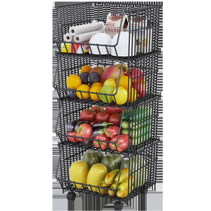 菜篮子置物架落i地多层蔬菜水果玩具家用转角台面储物架厨房收纳