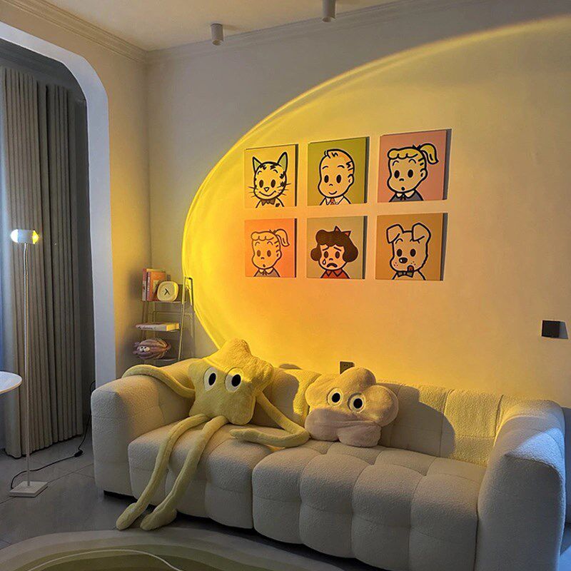 水波纹氛围灯双头落地夕阳灯w网红日落灯台灯客厅卧室直播装饰灯