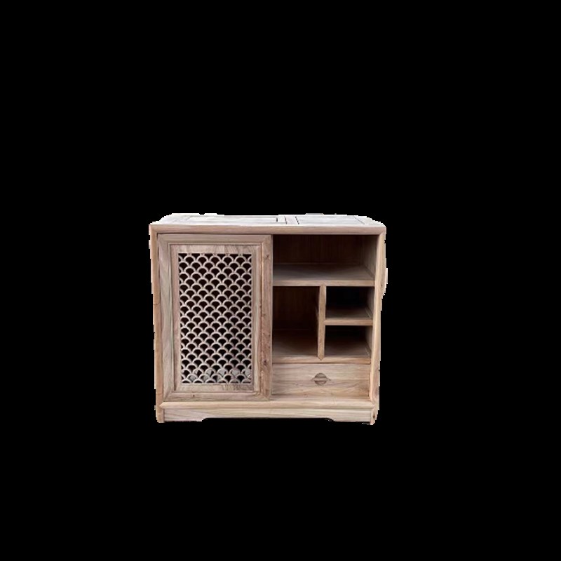 北榆木实木茶水i柜储物柜餐边柜茶桌边柜泡茶柜一体茶叶柜榫卯白