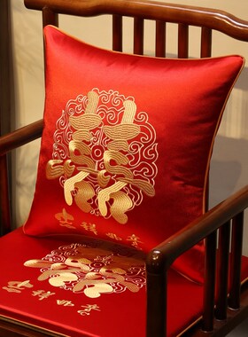 结婚喜字红色抱枕喜庆刺绣喜枕一对中式客厅沙发婚房床Y上靠枕靠