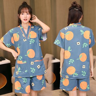 纯棉汗蒸服女新款大m码套装足疗家居服睡衣按摩洗浴男款浴衣美容