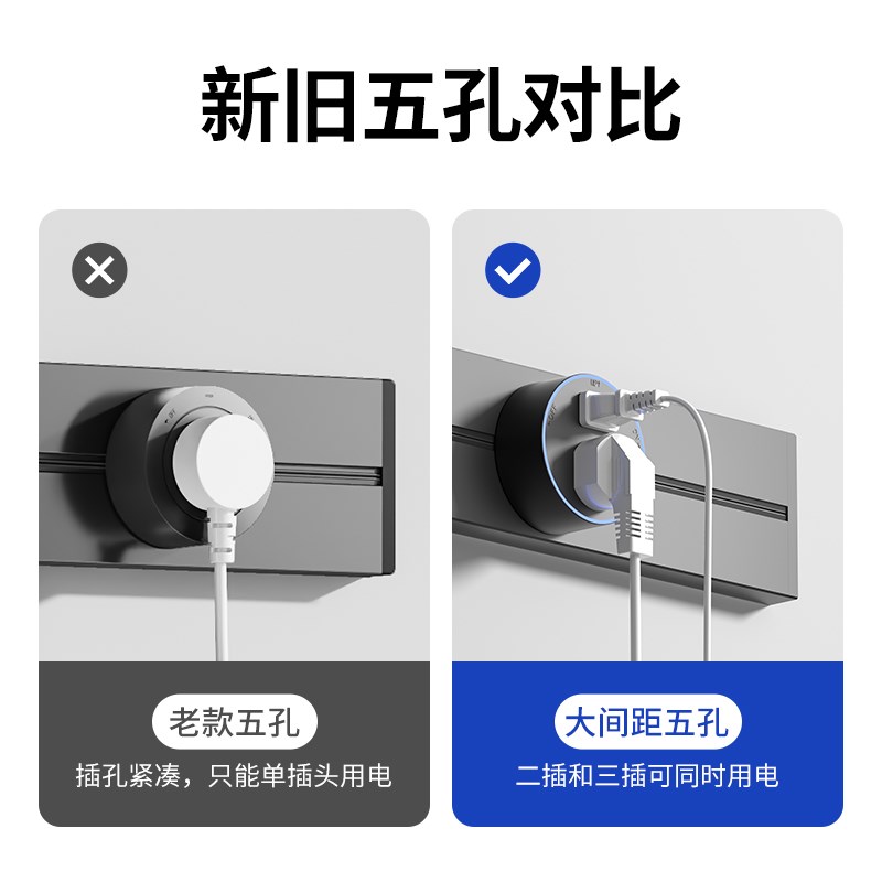 轨道插座带开关智能厨房家用餐边柜明H装滑动移动电力导轨插排客
