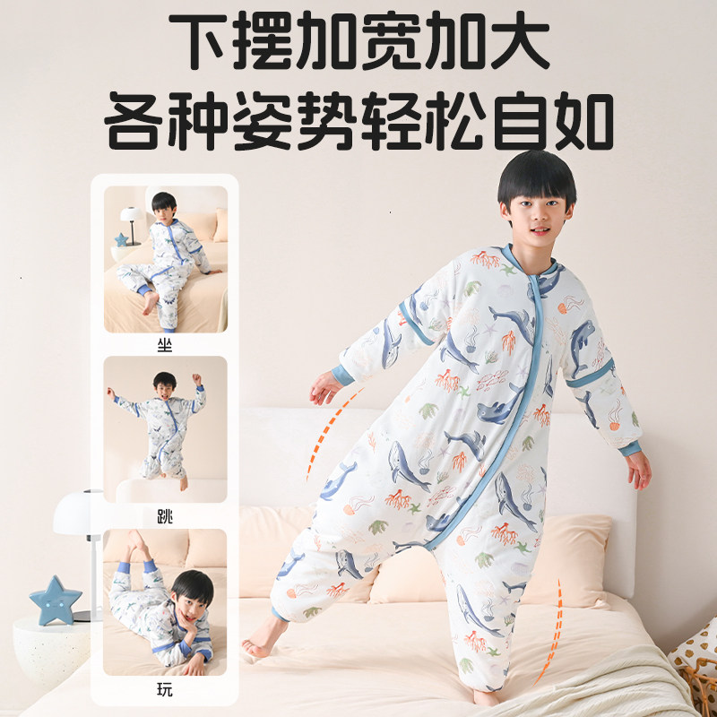 儿童睡袋春d秋厚款冬季绵中大童恒温成人御寒分腿儿童防踢被子神
