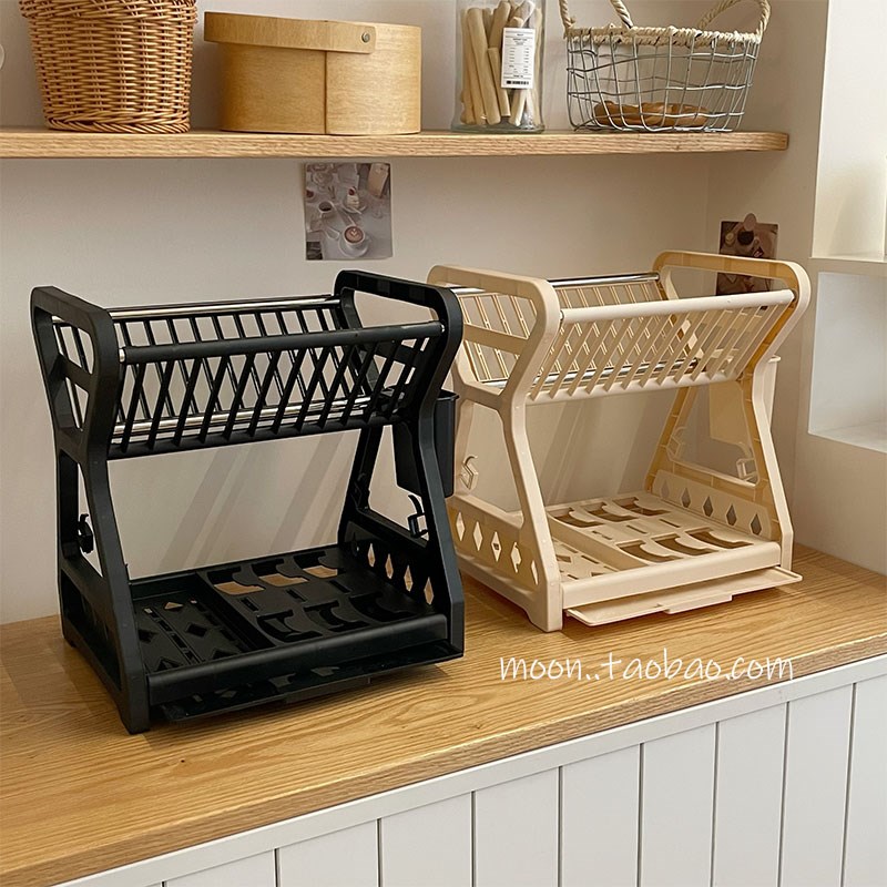 厨房置物架用具晾洗沥水碗架多功能碗F柜碟筷盘刀收纳盒双层餐具