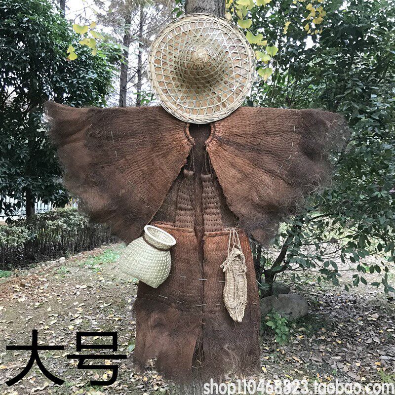 蓑衣斗笠帽草鞋j棕榈衣雨披肩可穿农家乐装饰饭店古风镇宅怀旧挂