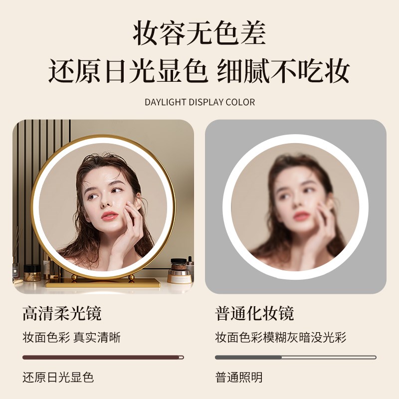 主卧智能镜子2024新o款led梳妆台化妆镜带灯补光灯台式桌面梳妆镜