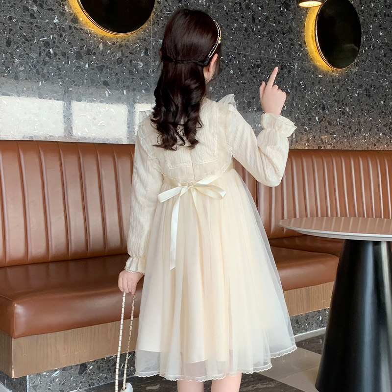 女童连衣裙春e装2023新款洋气女孩春秋长袖纱裙公主裙夏季儿童裙