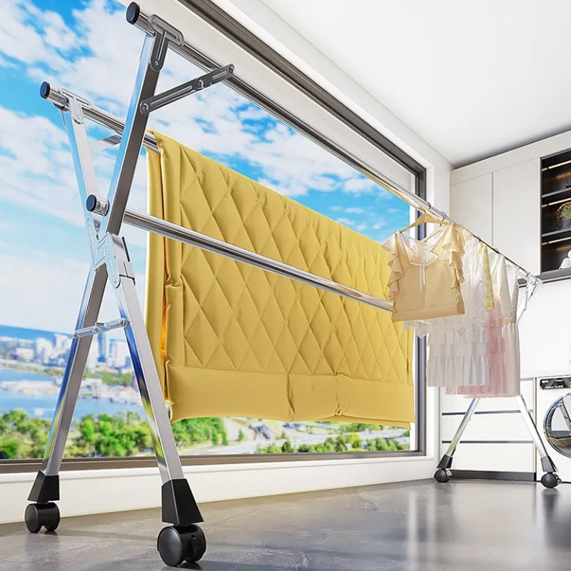 晾衣架不锈钢折叠落地室内外阳台C卧室凉衣架晒被子神器家用晾衣