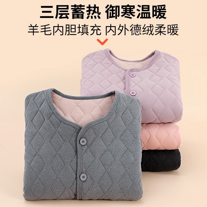 中老年人棉c衣男开衫爸爸棉袄羊毛内胆爷爷上衣三层加厚加绒秋冬