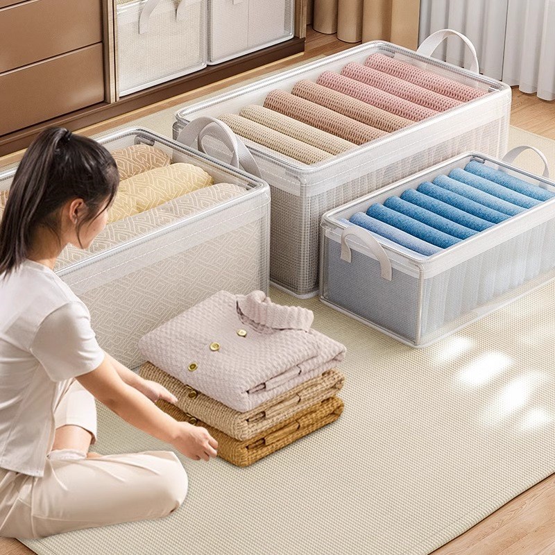 8个装 衣服收纳箱神器家用放衣物C裤子整理盒衣柜分层折叠储物框