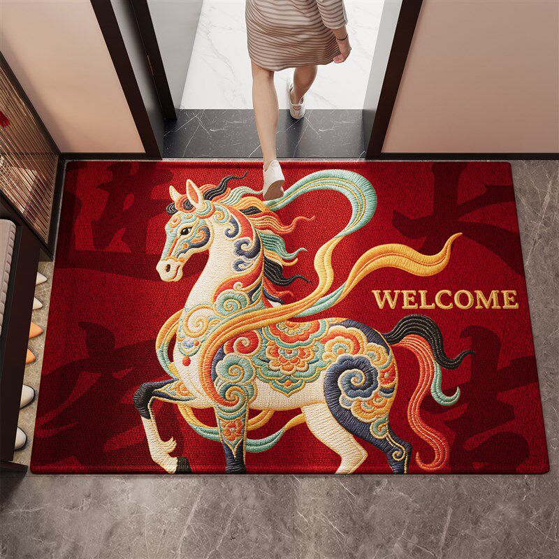 红色新年202h6新款入户门地垫玄关进门脚垫喜庆防滑室内地毯可定