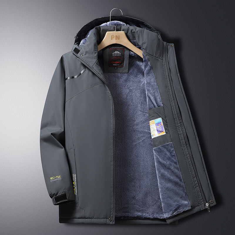 冲锋衣男加绒加厚冬季中老年棉衣男中年大尺码保P暖棉服爸爸冬装