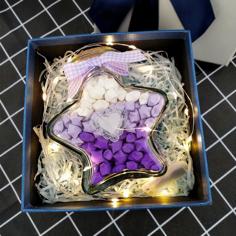 幸运星折纸条玻璃瓶子p装夜光星星成品放许愿瓶diy手工生日小礼物